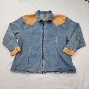Jukebox Plus Womens 3X Denim Western Jacket Corduroy Trim Contrast Cowgirl Boho